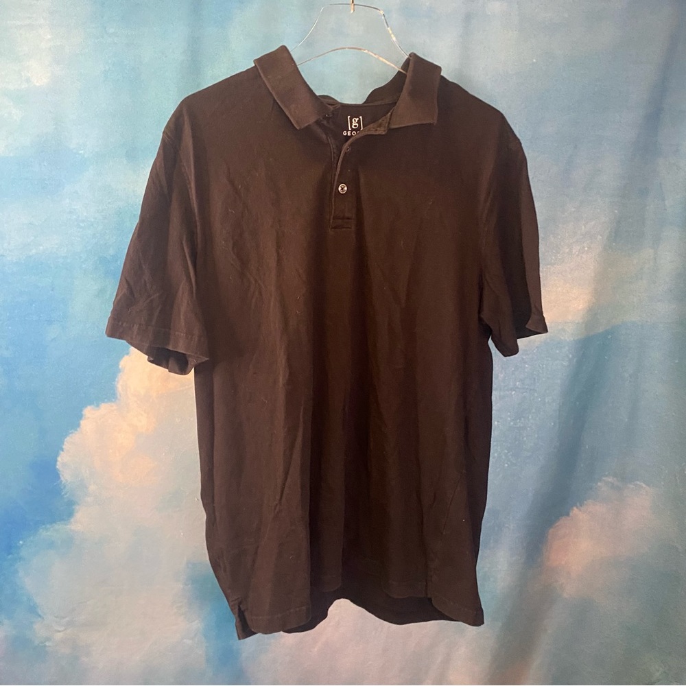 GEORGE SHORT SLEEVE BLACK POLO SHIRT - SZ L